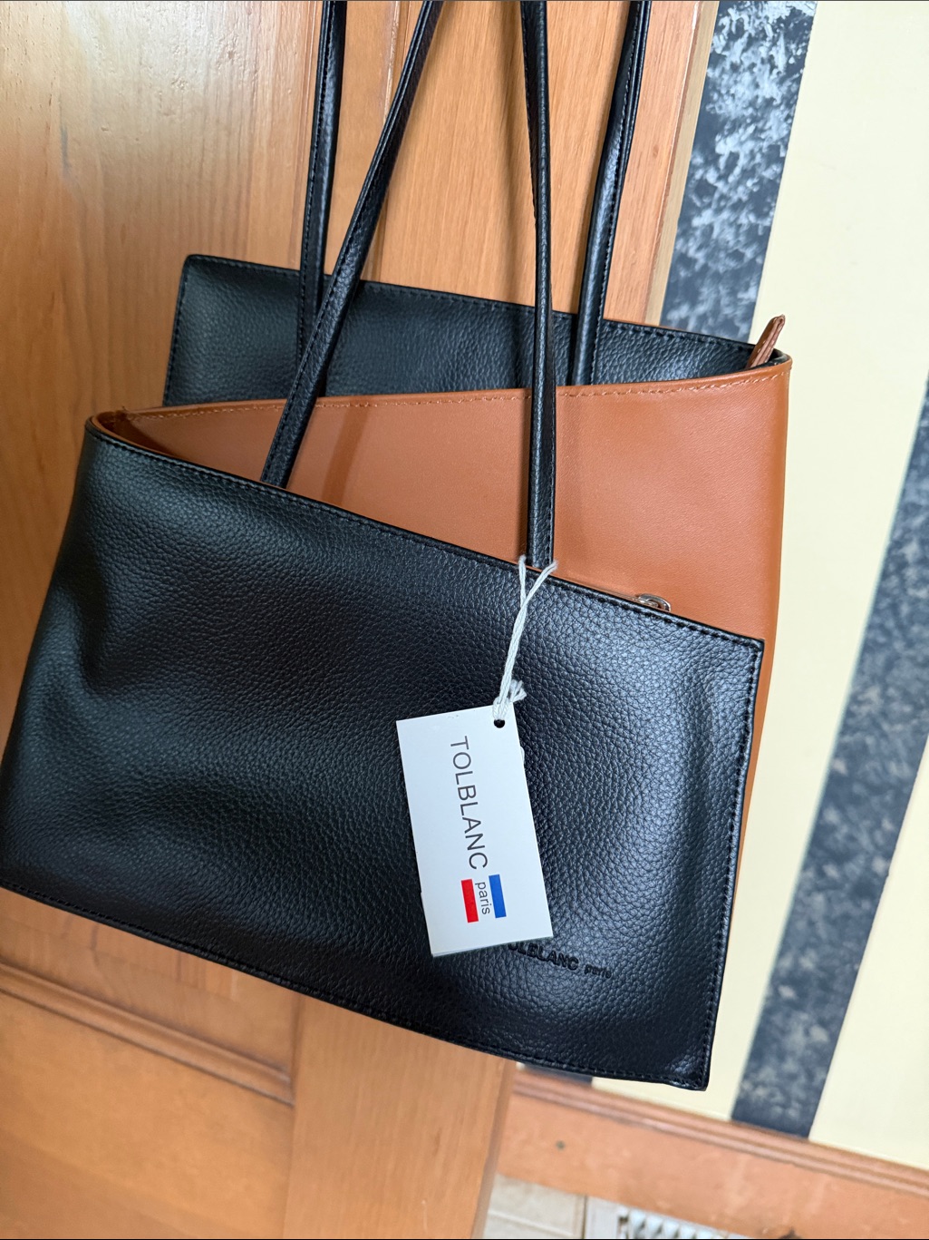 Tolblanc Paris Handbag With Matching Wallet. Nwt. Genuine Leather. Brown/Cognac